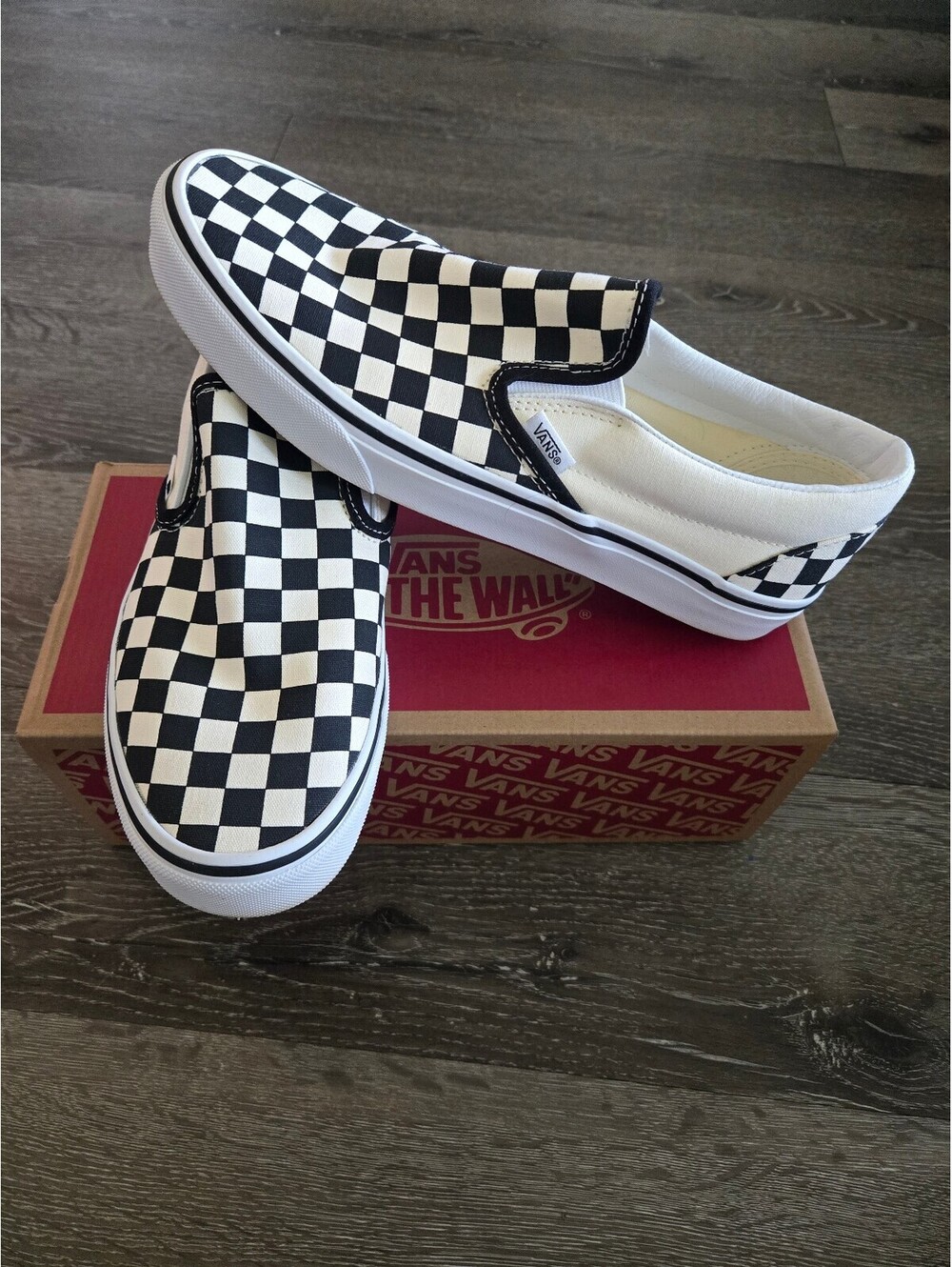Vans Classic Slip-On Checkerboard Black White Men's 9 VN000EYEBWW1 NIB